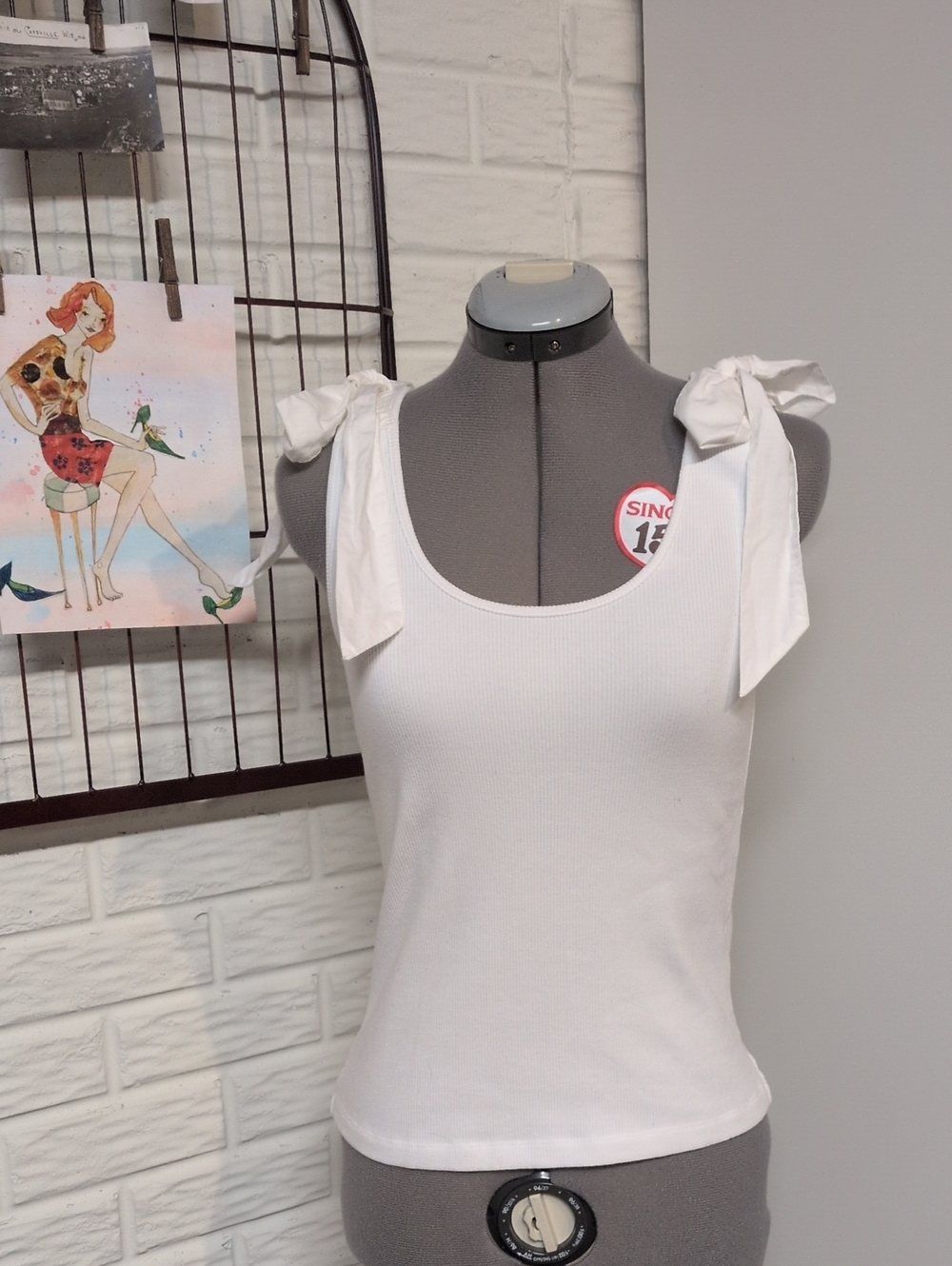 NWT French Connection Cotton Bright White Bow Tank Top S